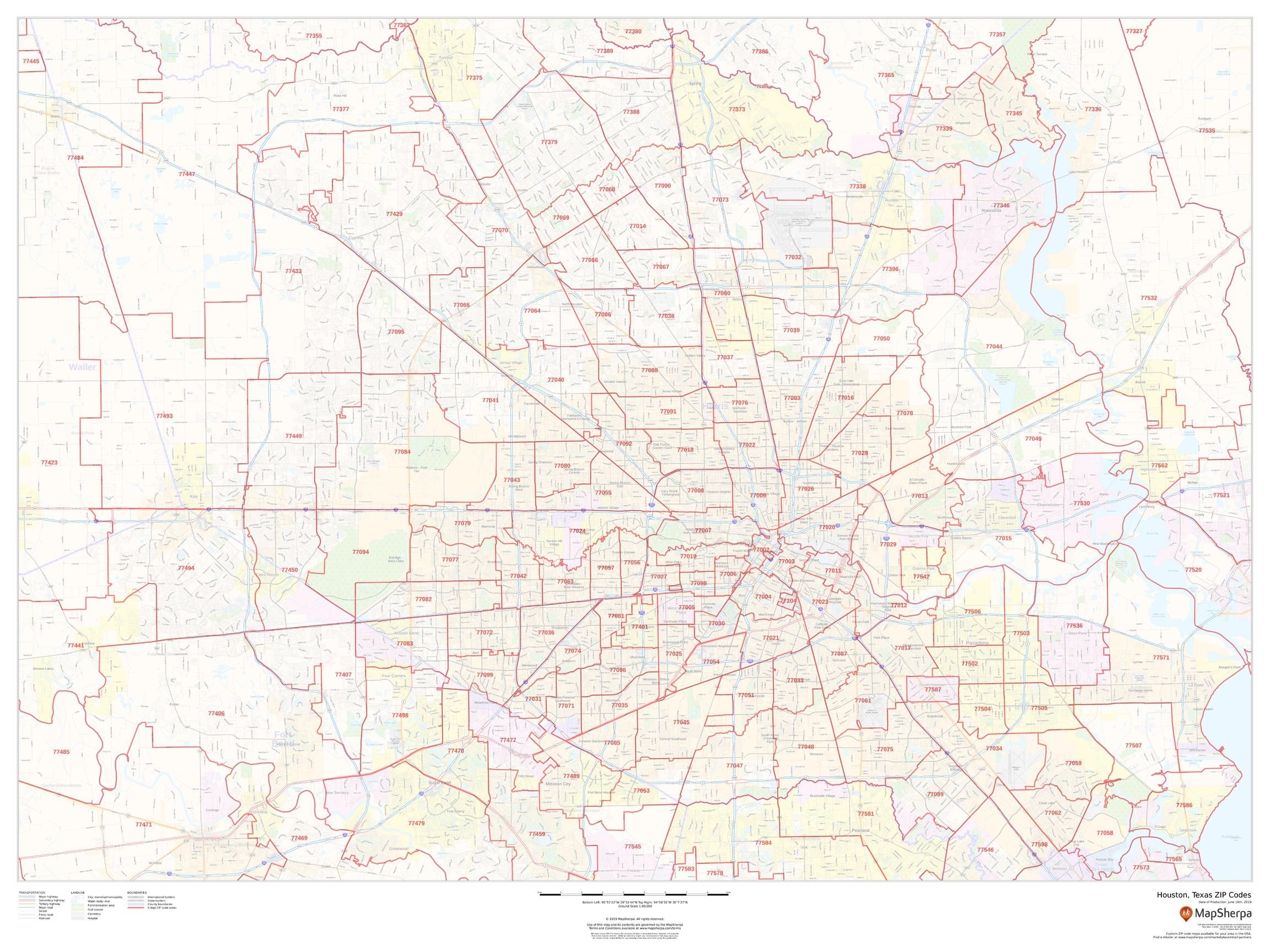 Houston Texas ZIP Codes Map