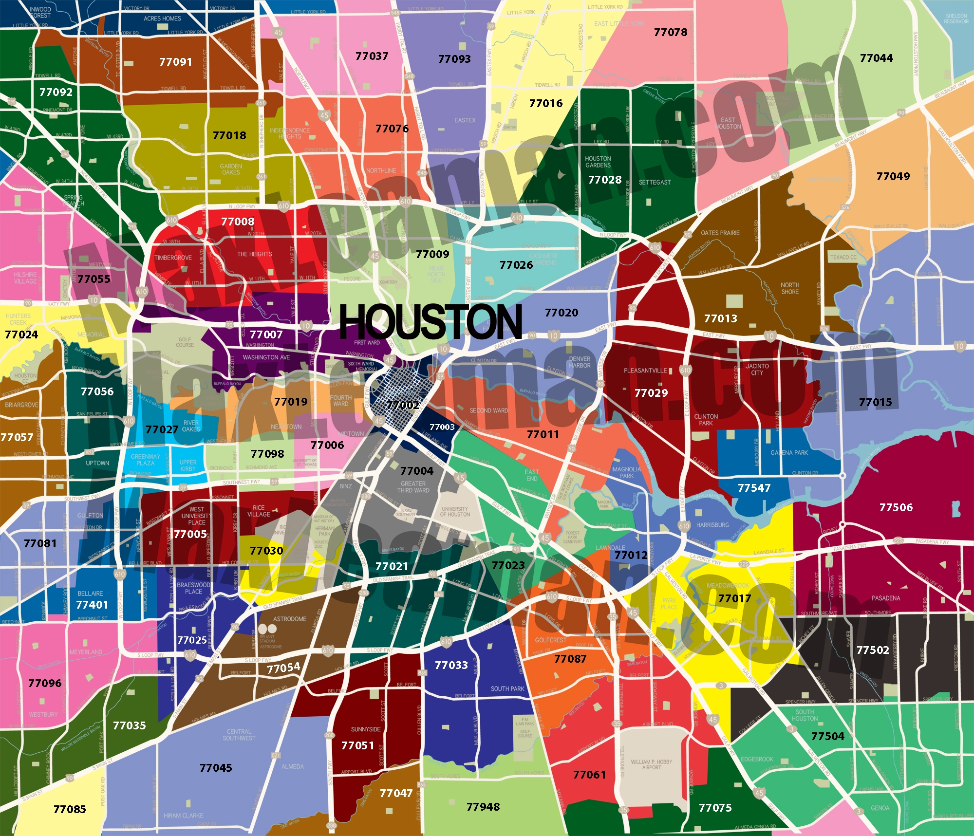 Houston Zip Code Map Free Zip Code Map Houston Zip Code Map
