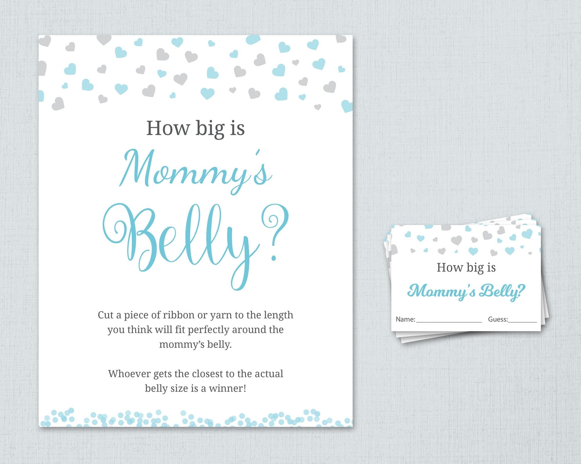 How Big Is Mommy s Belly Printable Boy Baby Shower Games Shower Activities Guess Belly Size Belly Guessing Game Silver Confetti B008 Etsy Canada