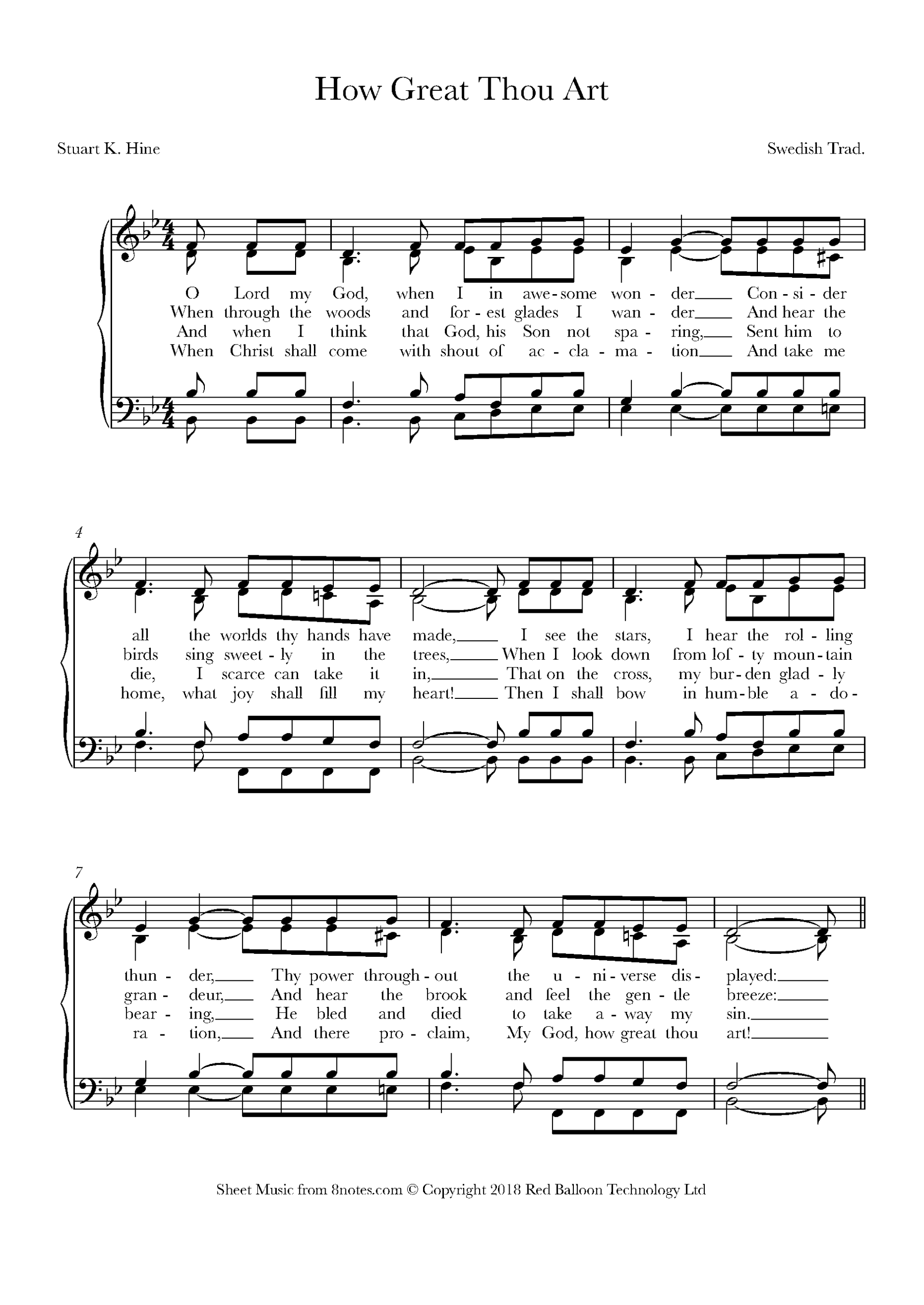 How Great Thou Art For Choir Free Sheet Music For Choir 8notes
