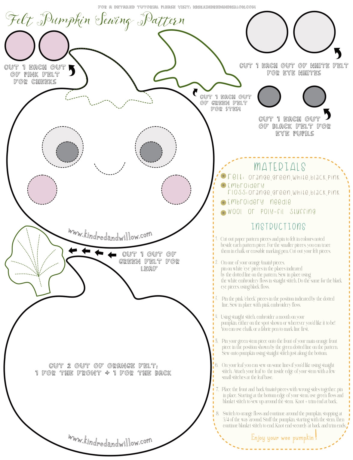 How To Make A Felt Pumpkin Pattern Tutorial Kindred Willow