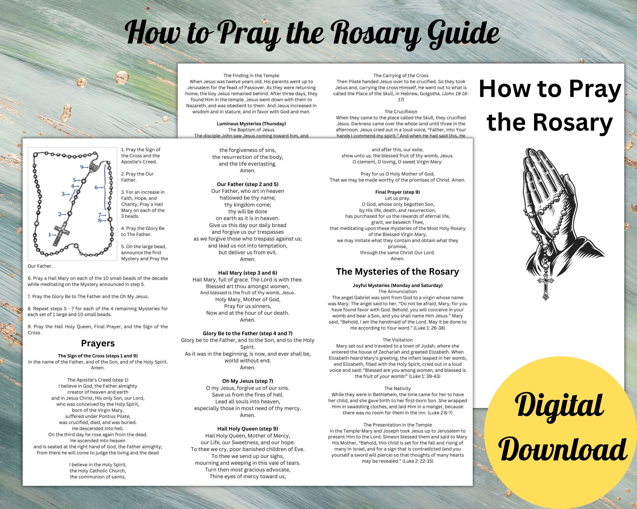 How To Pray The Rosary Guide Catholic Devotional Booklet Minimalist Beginner s Guide Etsy
