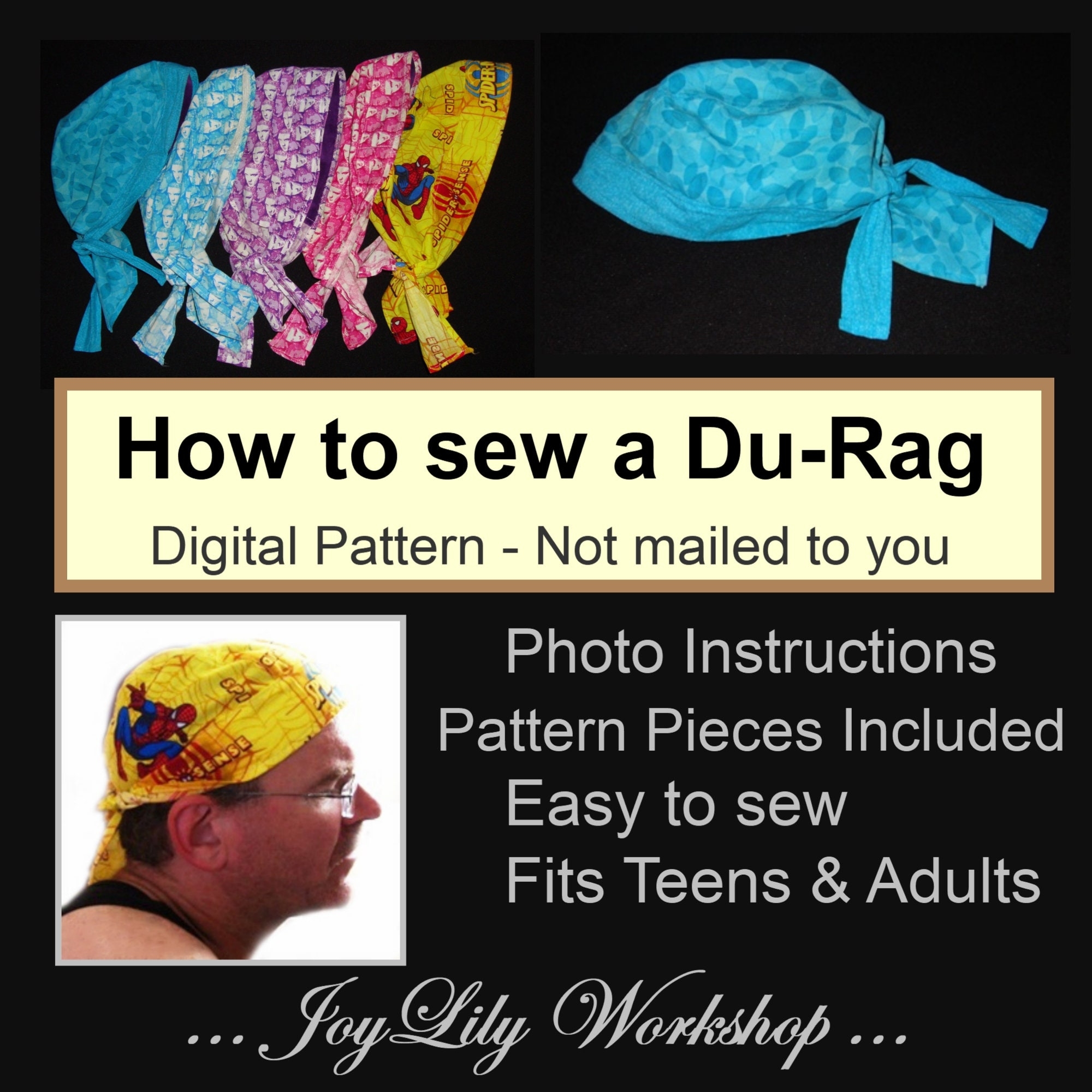 How To Sew A Du rag PDF Instructions With Color Photos And Includes Pattern Pieces EASY To Make Etsy UK