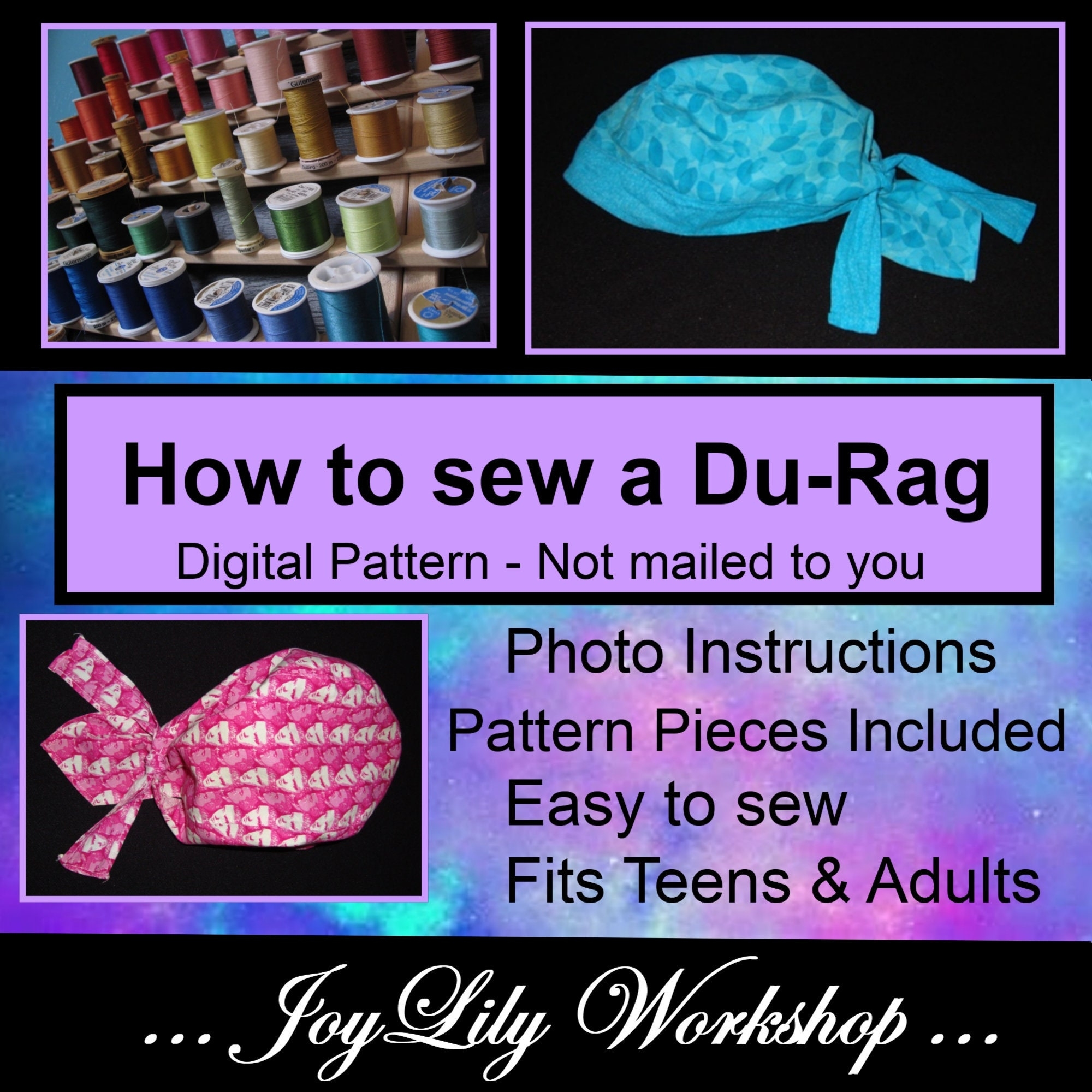How To Sew A Du rag PDF Instructions With Color Photos And Pattern Pieces EASY To Sew Etsy Ireland