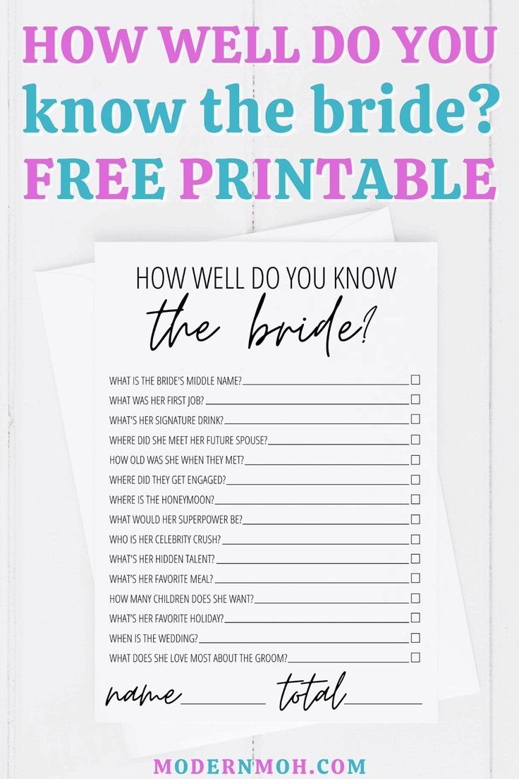 Who Am I Bridal Free Printable