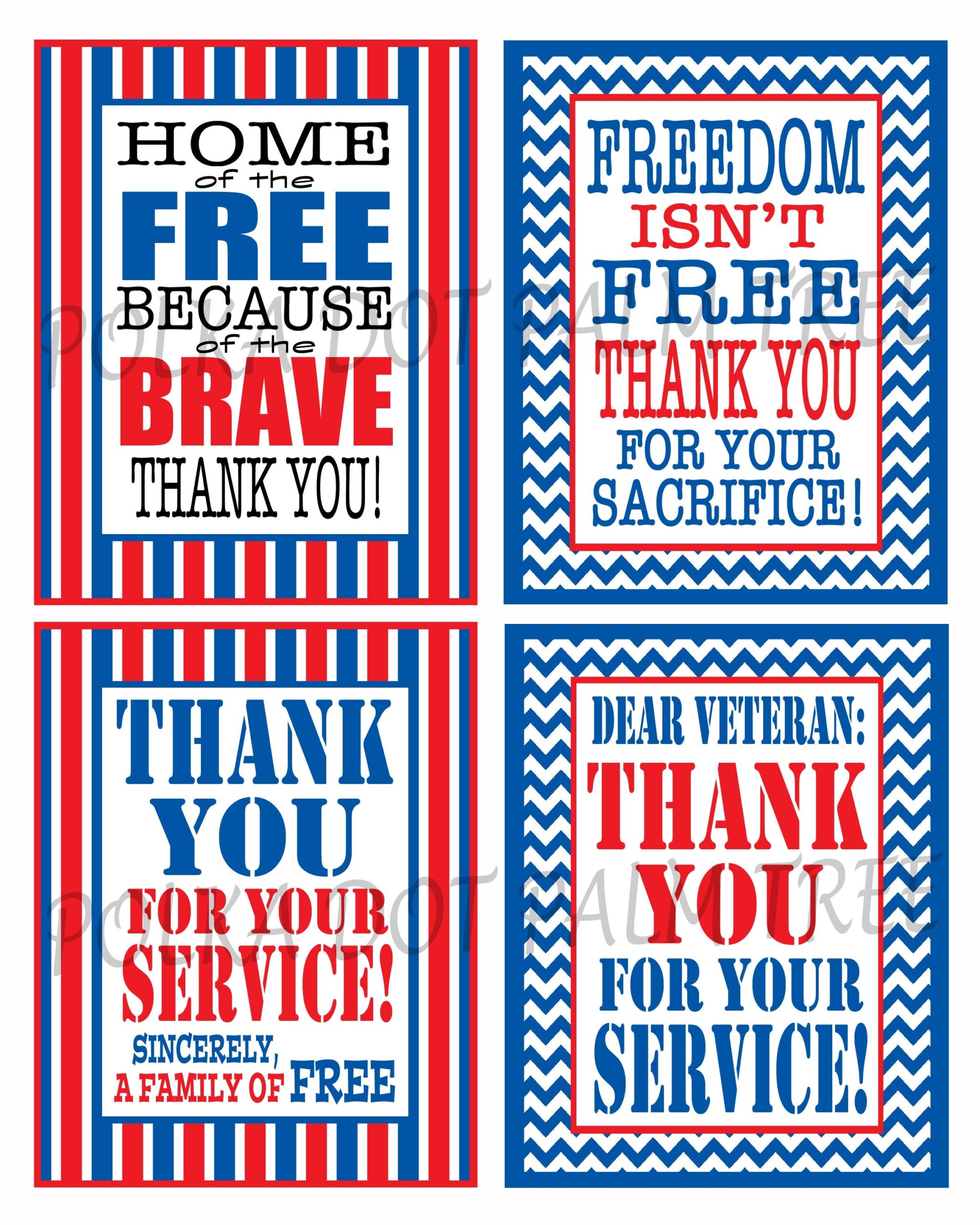 INSTANT DOWNLOAD Printable Veteran Military Patriotic Thank You Cards Notes Thank You For Your Service Home Of The Free Because Of The Brave Etsy de