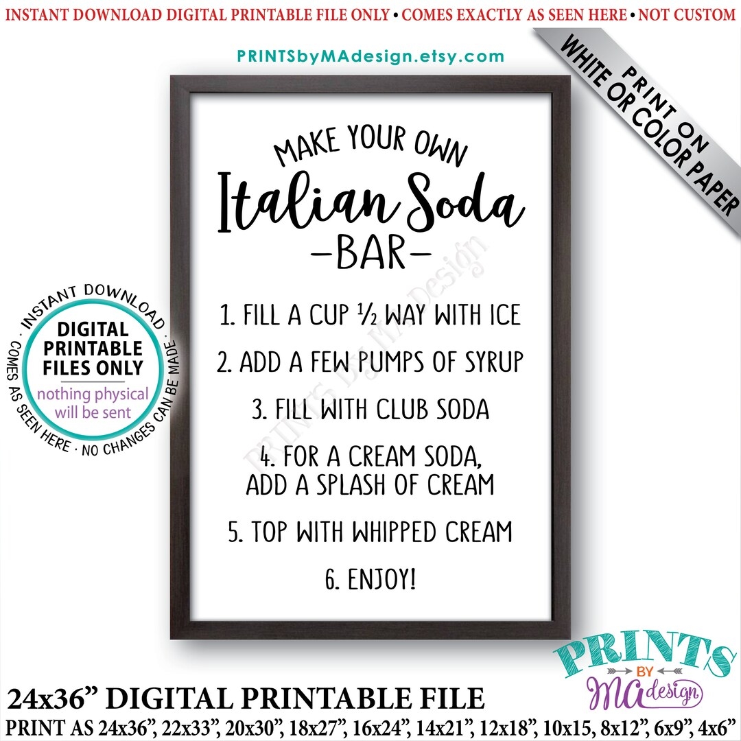 Italian Soda Bar Sign Make Your Own Italian Soda Sign Graduation Wedding Summer Italian Cream Soda Sign PRINTABLE 24x36 Sign id Etsy Hong Kong