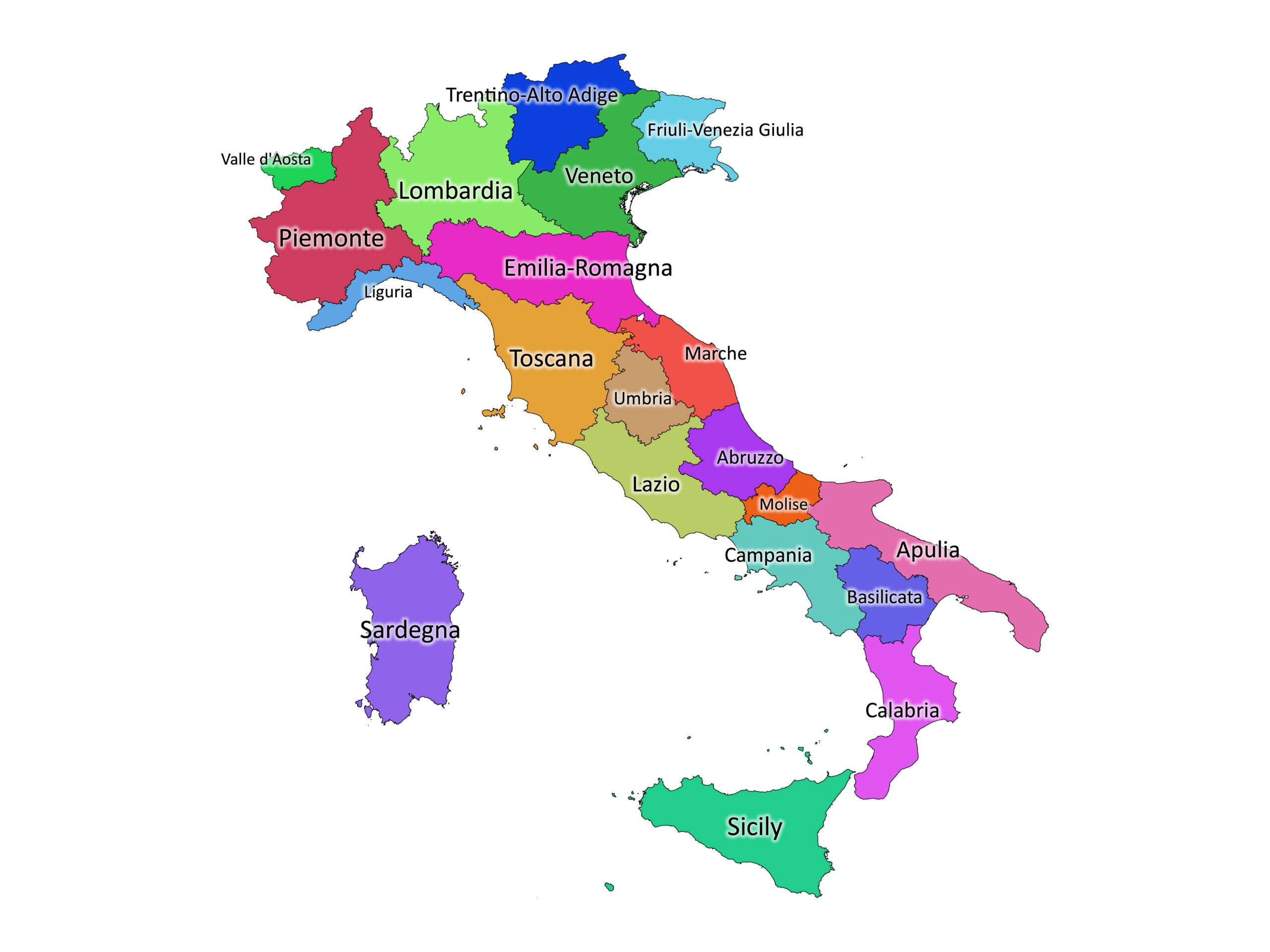 Italy Labeled Map Labeled Maps