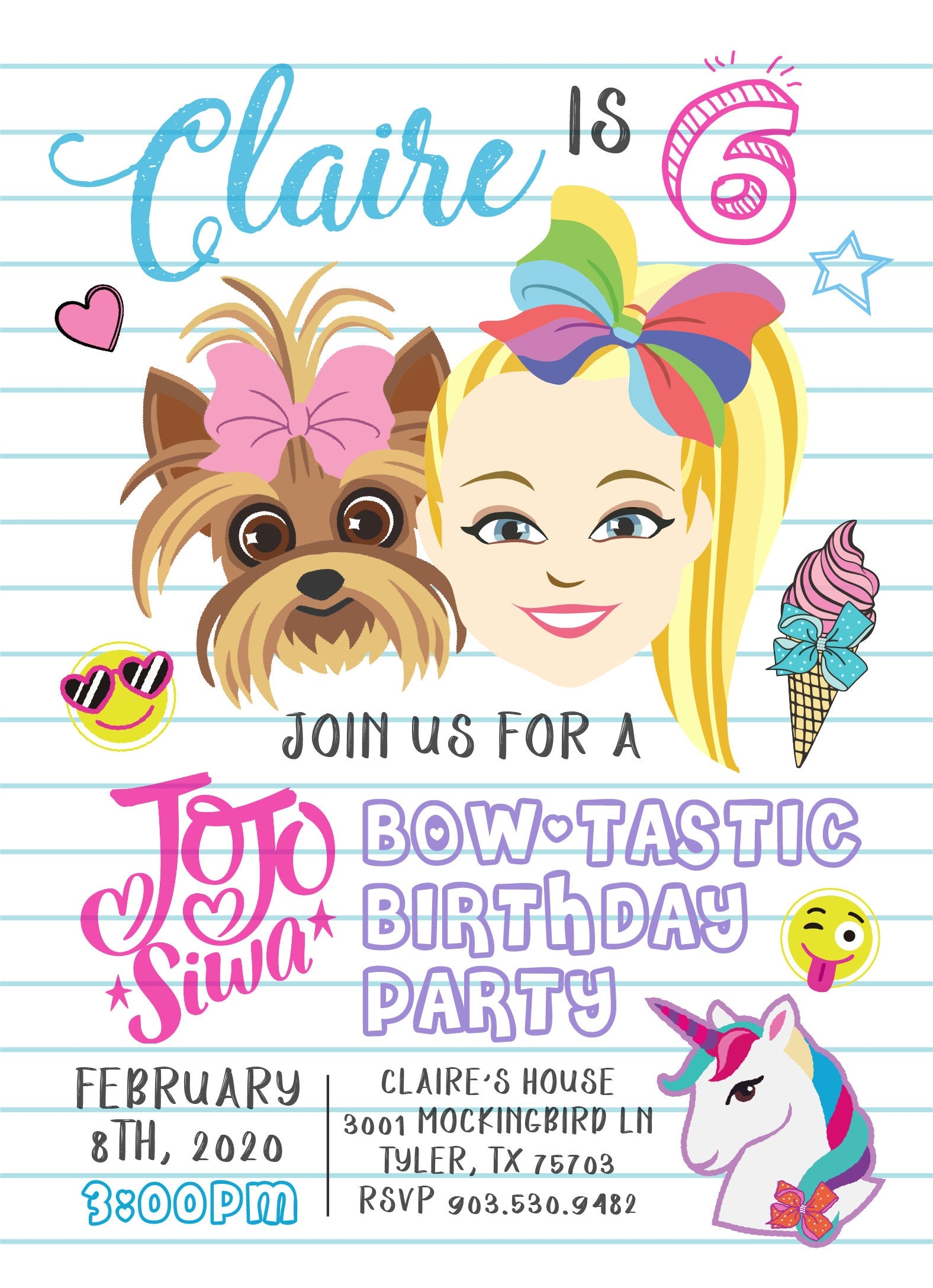 Jojo Siwa Birthday Invitation Jo Jo Siwa Birthday Jojo Siwa Party Girls Birthday Invitation Template Printable DIY Or PRINTS Etsy