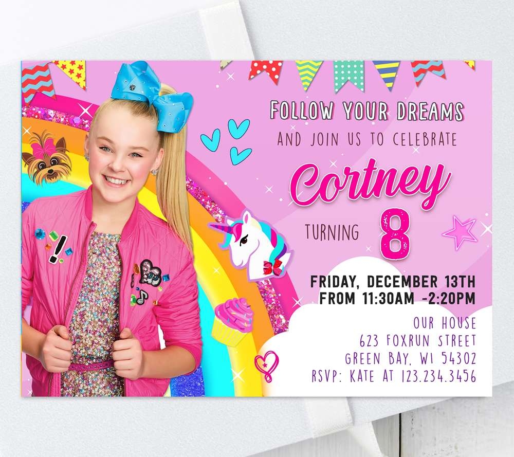 JoJo Siwa Invitation Editable Template Edit Online Immediately