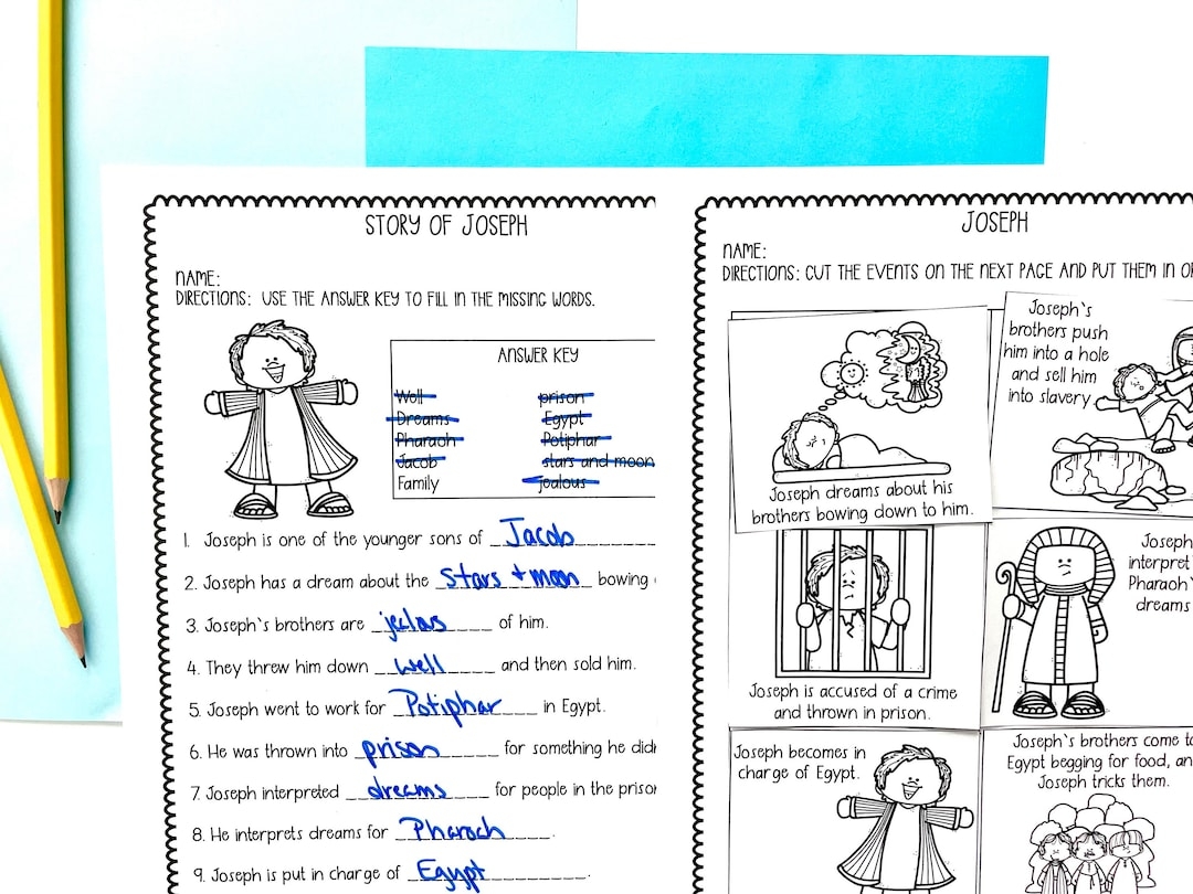 Joseph Printable Activity Sheets Craft For Sunday School Or Bible Class Print And Go Bible Lesson For Elementary Students Etsy
