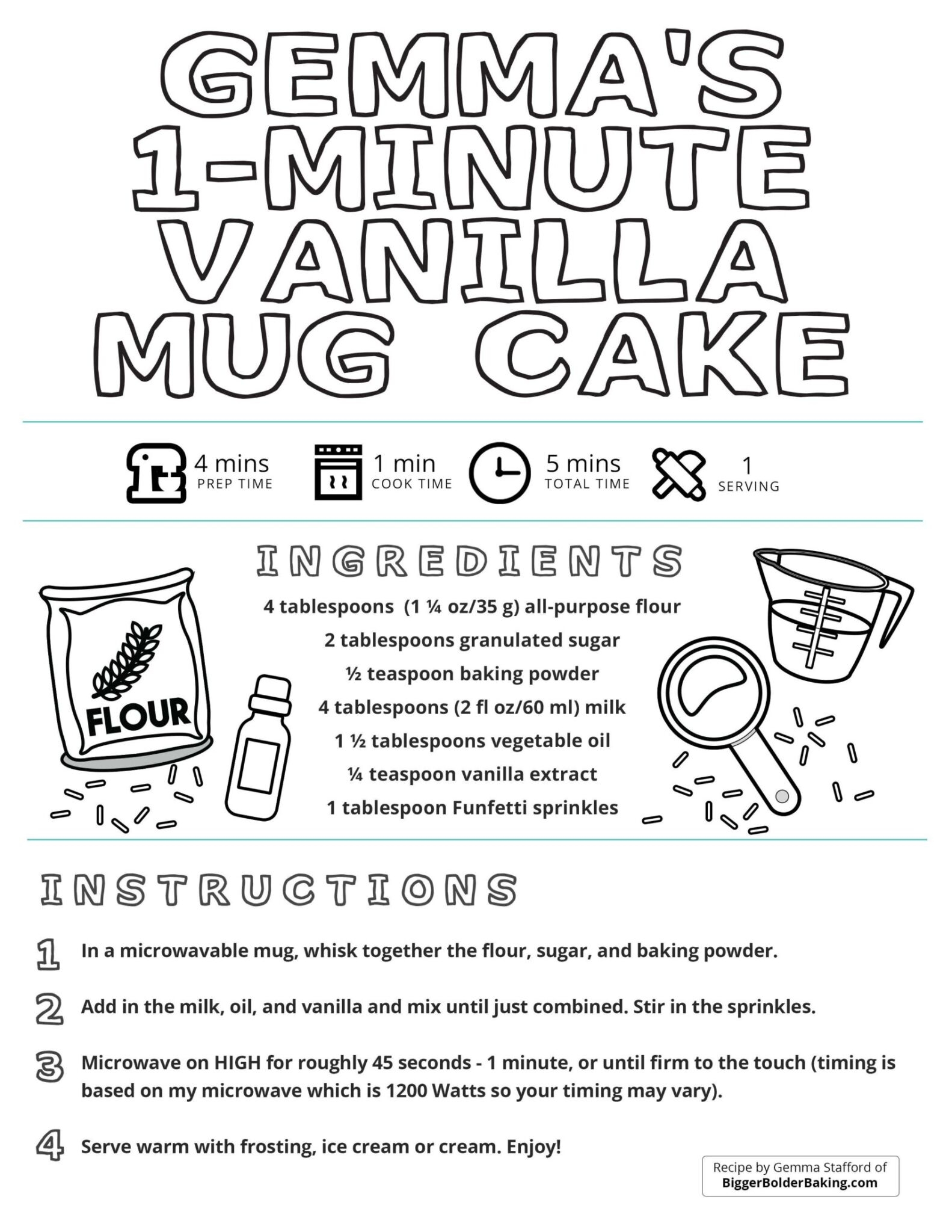 Kids Printable Recipe Coloring Pages Gemma s Bigger Bolder Baking