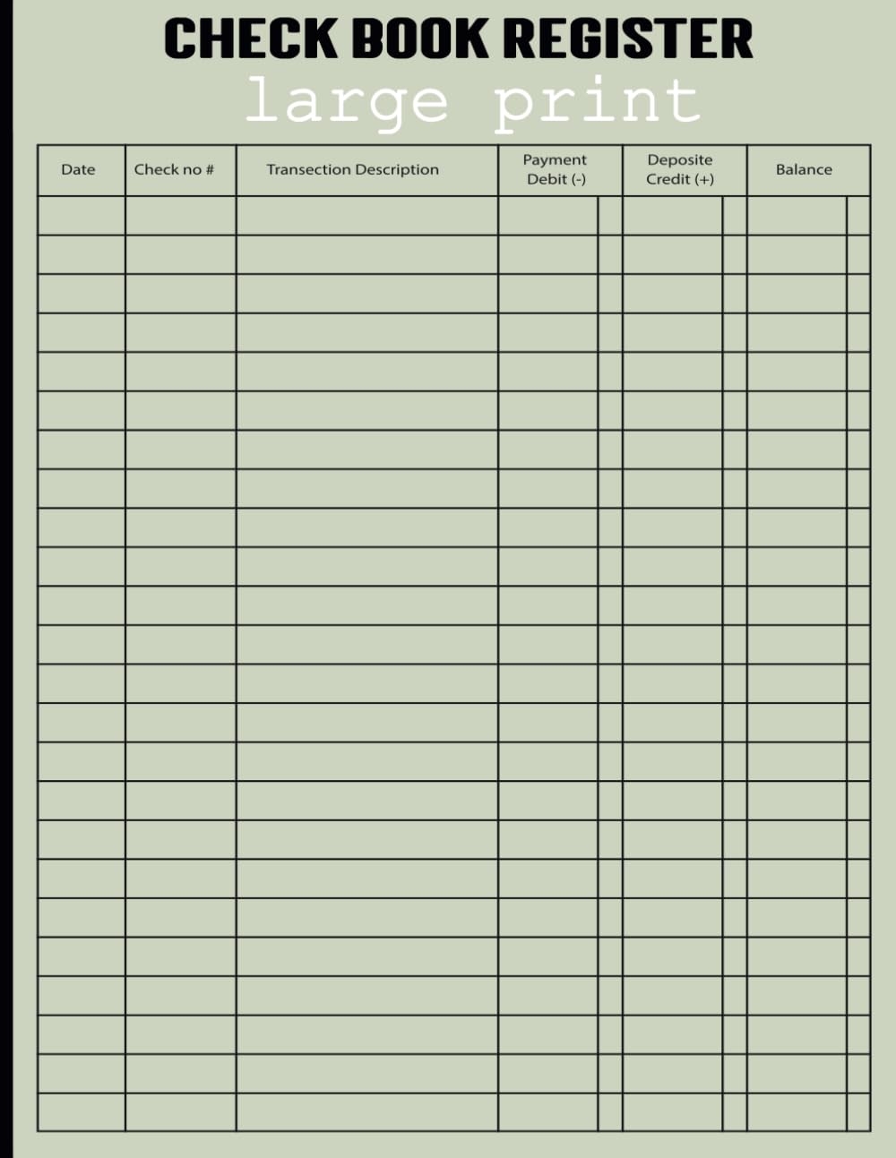 Large Print Check Book Register Check Transaction Register Book For Personal Use And Small Business Note Checkbook Amazon de B cher