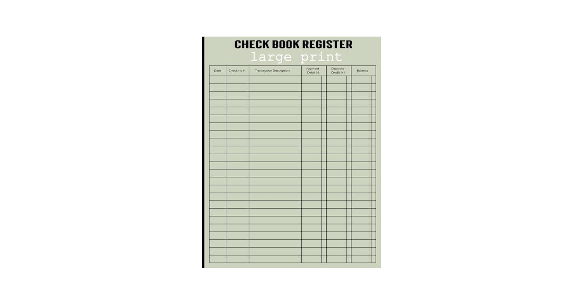 Large Print Check Book Register Check Transaction Register Book For Personal Use And Small Business Note Checkbook Amazon de Books