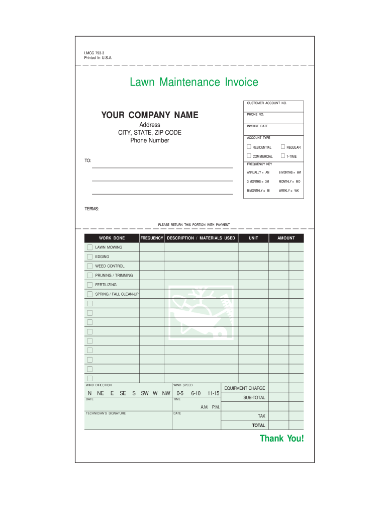 Lawn Care Invoice Example Fill Online Printable Fillable Blank PdfFiller
