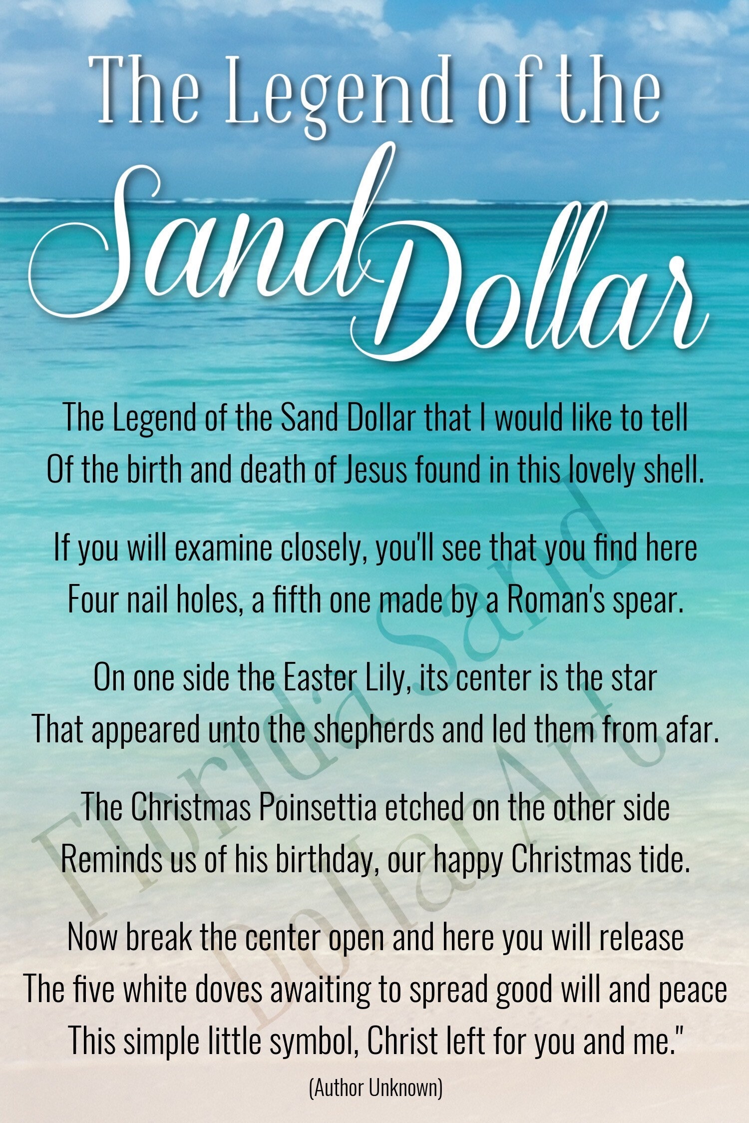 Legend Of The Sand Dollar Poem Wall Art 11 x14 Shadowbox Christian Home Decor Beach Coastal Ocean Jesus Religion Nautical Doves Etsy