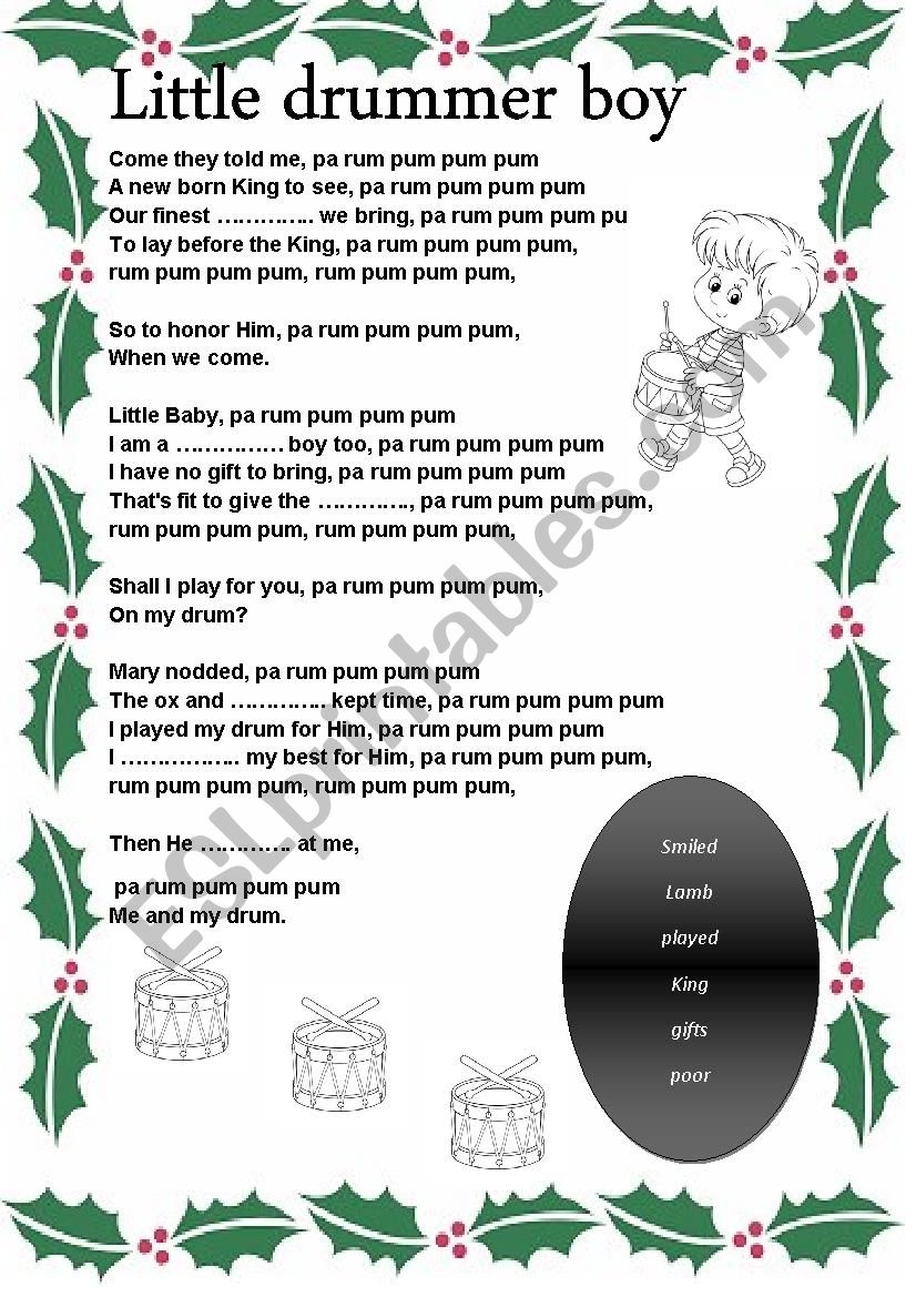 Little Drummer Boy ESL Worksheet By Intothefire