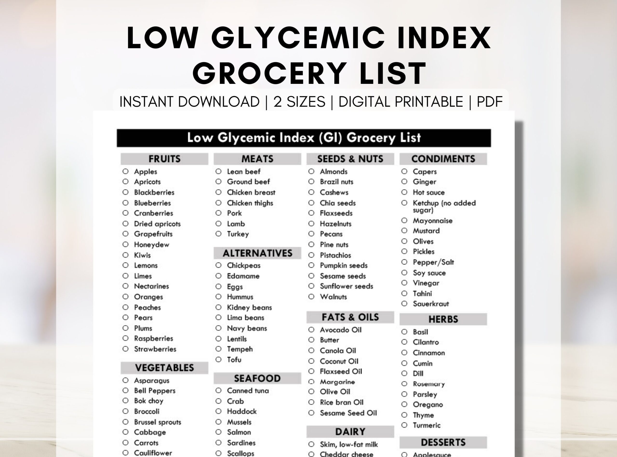 Printable List Of Low Glycemic Index Foods