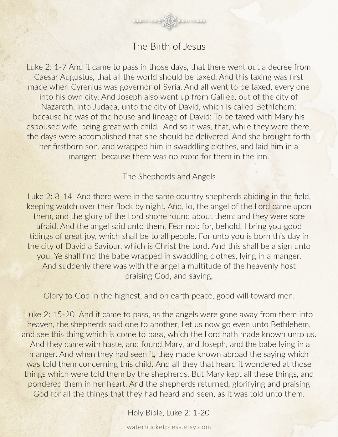 Luke 2 The Birth Of Jesus Download Printable Scripture Jesus Birth Nativity Story Christmas Story Etsy