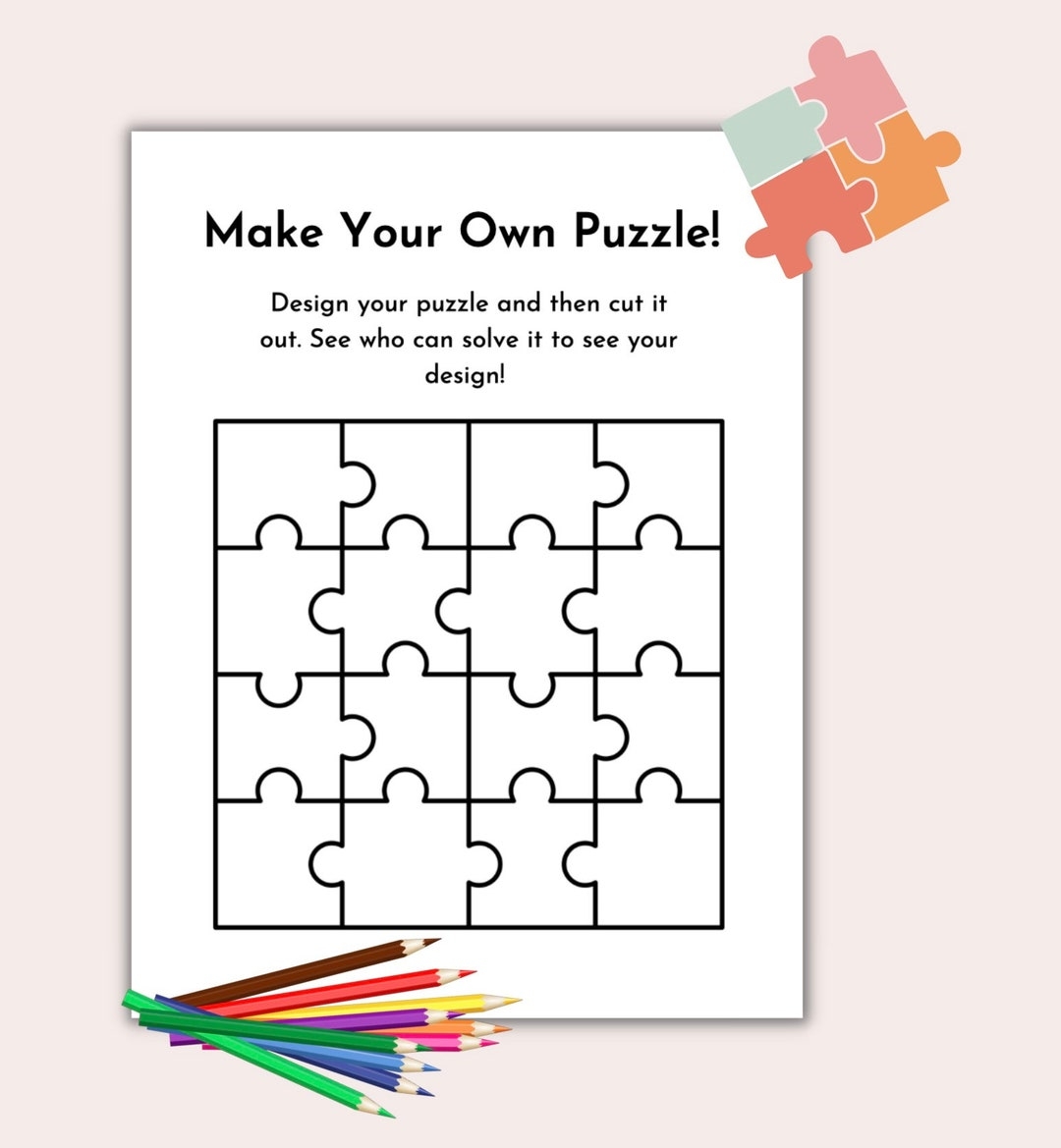 Make Your Own Puzzle Printable DIY Puzzle For Kids Create A Puzzle Worksheet Coloring Sheet Letter Size PDF Etsy UK