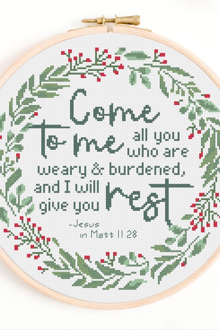 Matthew 11 28 Cross Stitch Chart