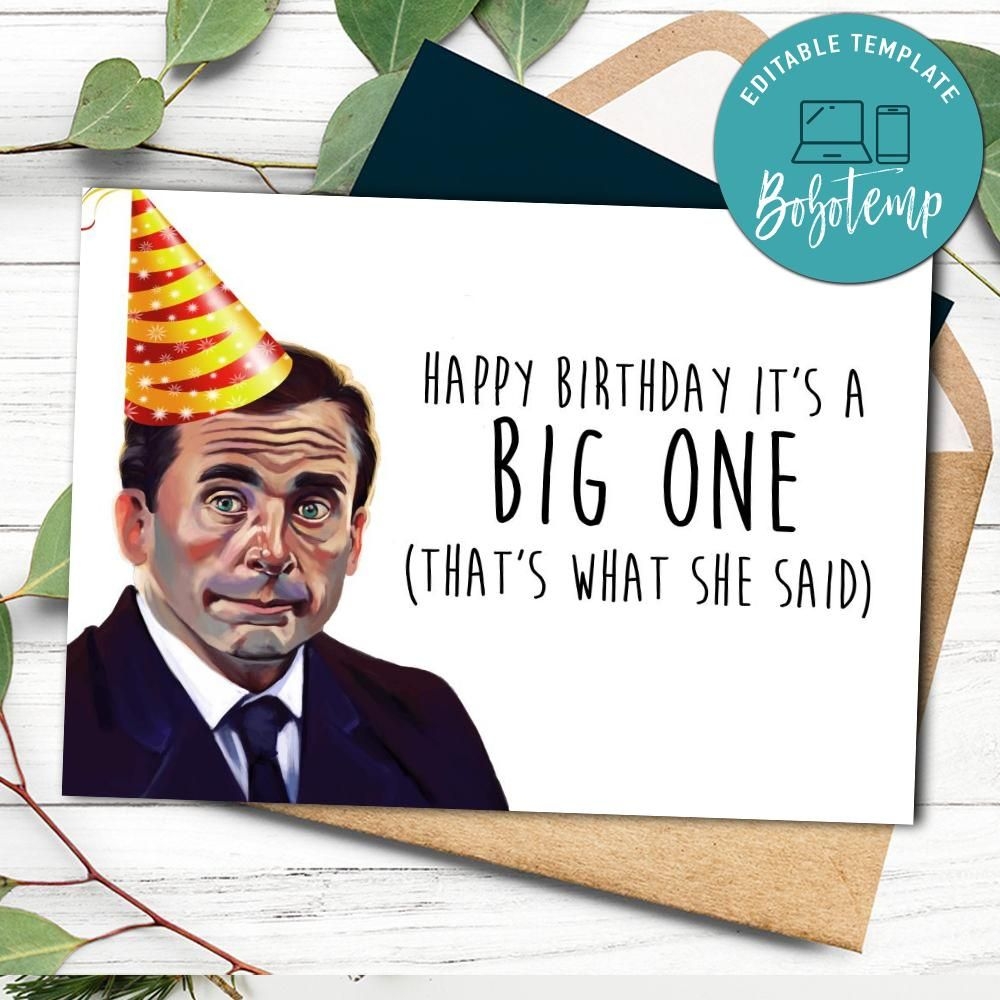 Michael Scott Happy Funny Birthday Card To Print At Home DIY Bobotemp