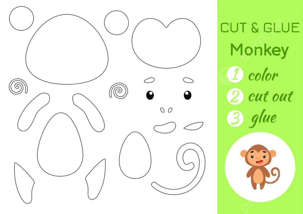 Monkey Crafting Activity For Preschoolers Educational Art Printable Vector Cat Drawing School Drawing Monkey Drawing PNG And Vector With Transparent Background For Free Download