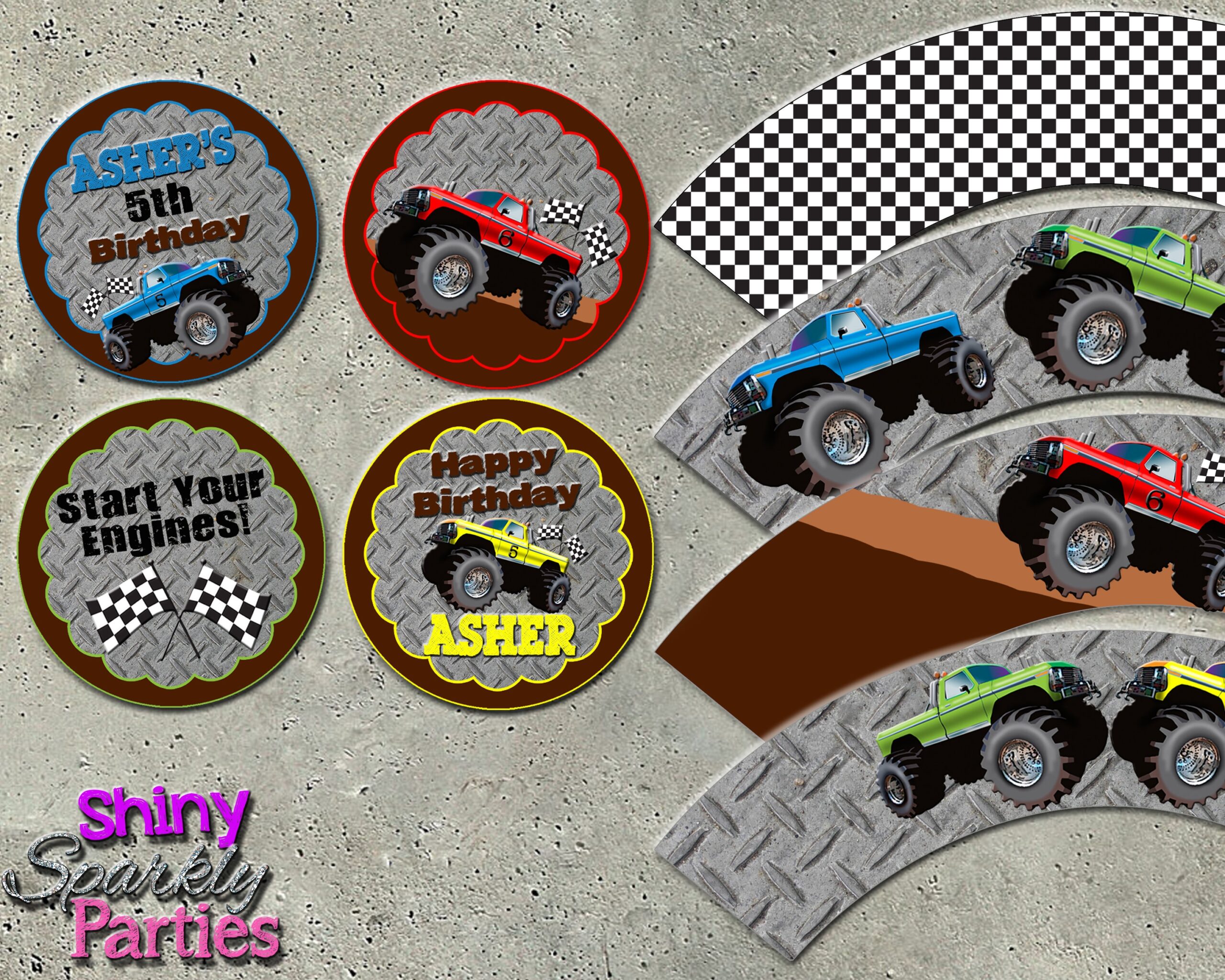MONSTER TRUCK CUPCAKE Toppers Monster Truck Party Monster Truck Geburtstag Party Dekor Monster Truck Cupcake Wrapper Truck Party Etsy de