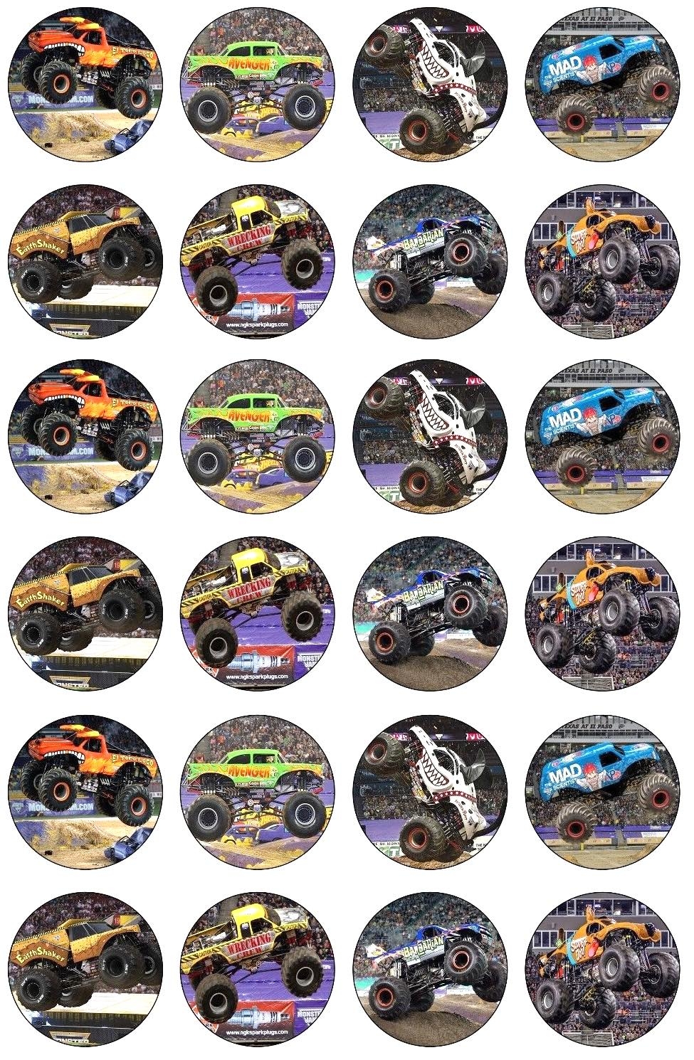 Printable Monster Truck Cupcake Toppers