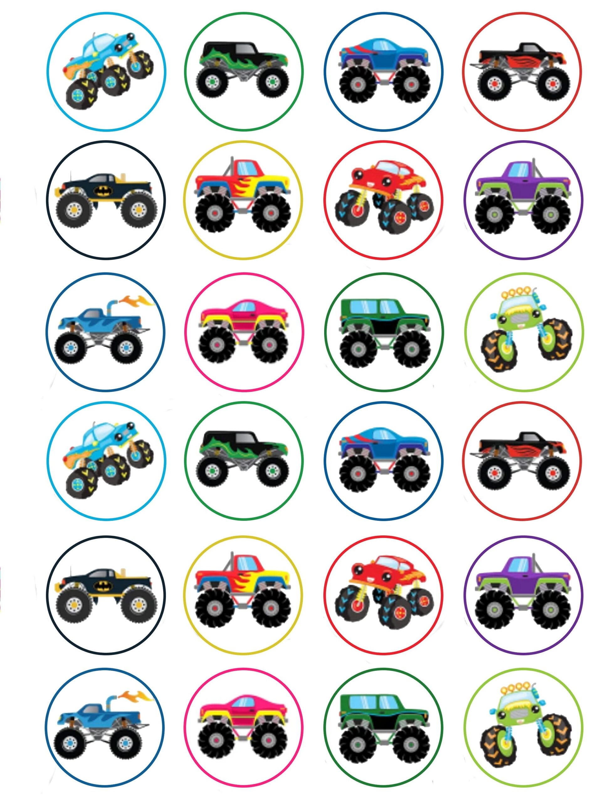 Monstertrucks Oblaten Zuckerguss Cupcake Topper Etsy de