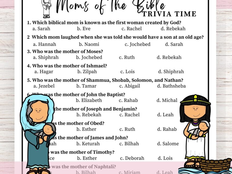 Mothers Day Mothers Of The Bible Trivia For Church And Bible Study Mothers Day Tea Sunday School Game Moms Of The Bible Trivia Quiz Etsy
