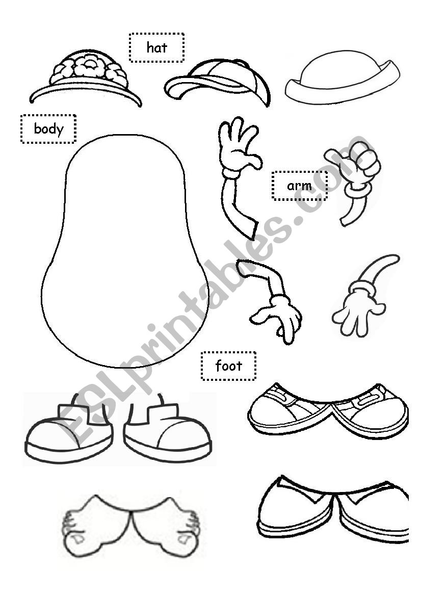 Mr Mrs Potato Head ESL Worksheet By Ladydeath