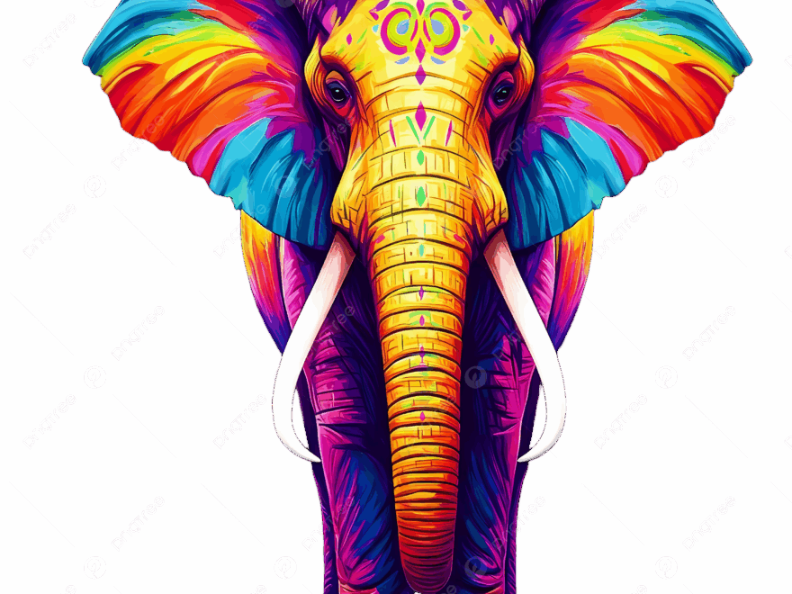 Multicolored Elephant Colorful Elephant Vibrant Elephant Psychedelic PNG Transparent Image And Clipart For Free Download