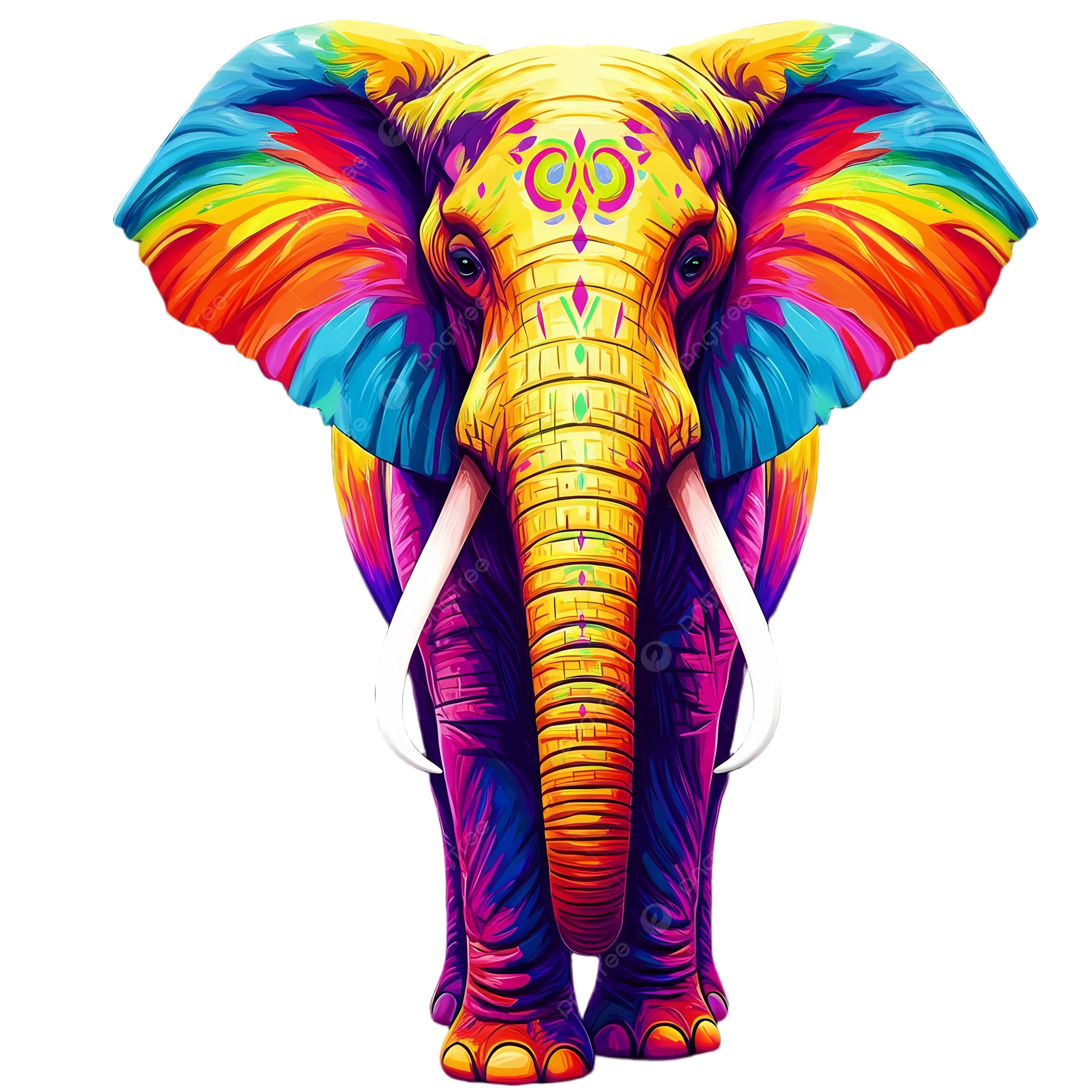 Multicolored Elephant Colorful Elephant Vibrant Elephant Psychedelic PNG Transparent Image And Clipart For Free Download