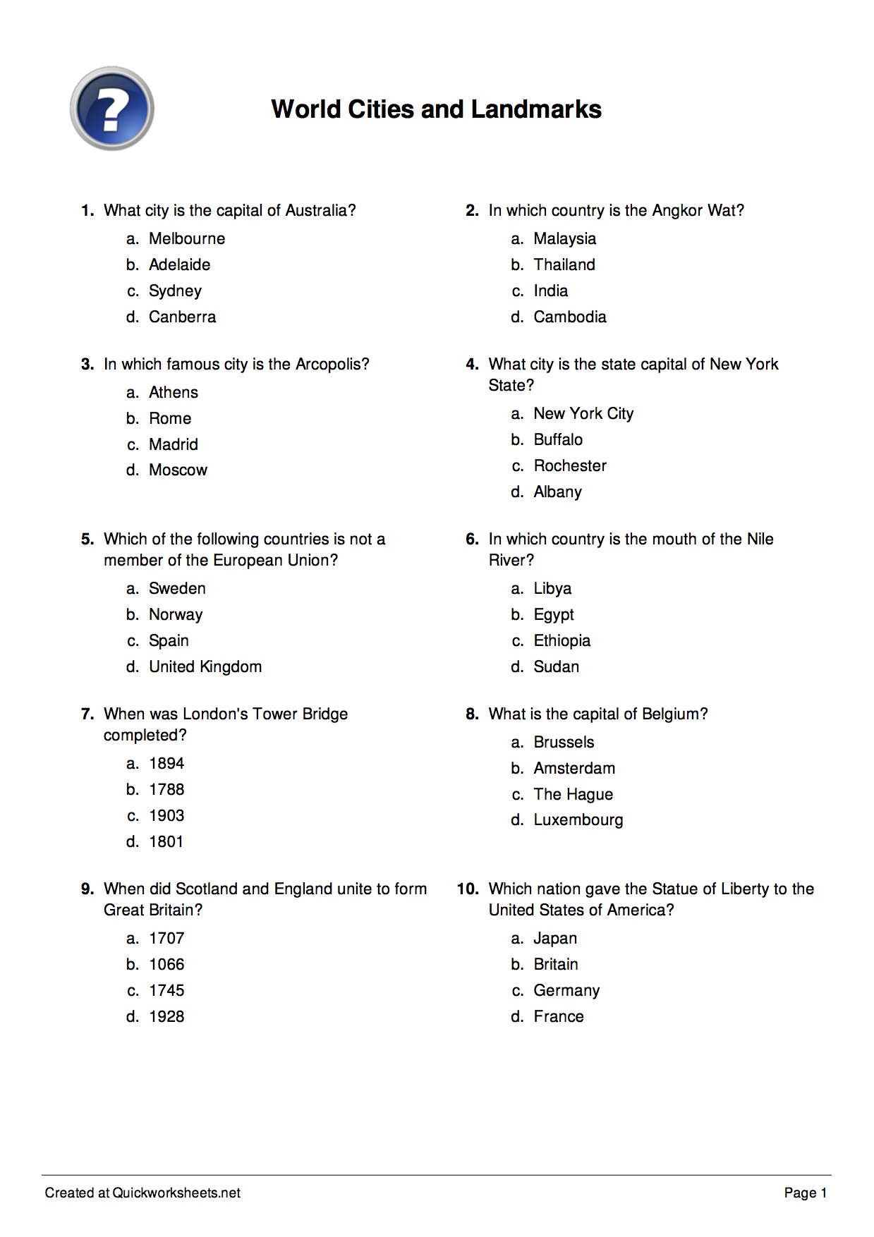 Multiple Choice Question Test Multi choice Test Worksheet Maker