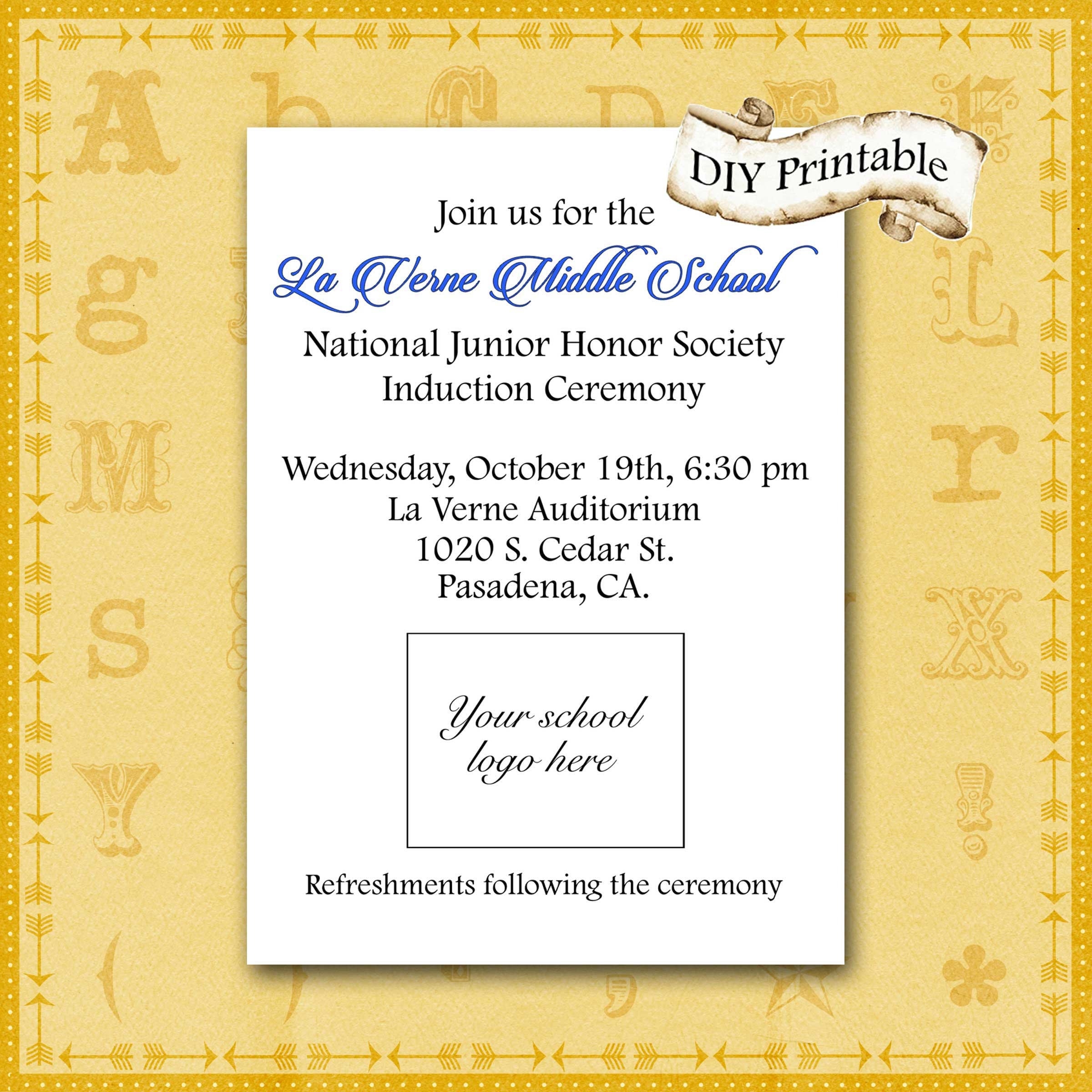 National Honor Society Induction Invitation Etsy
