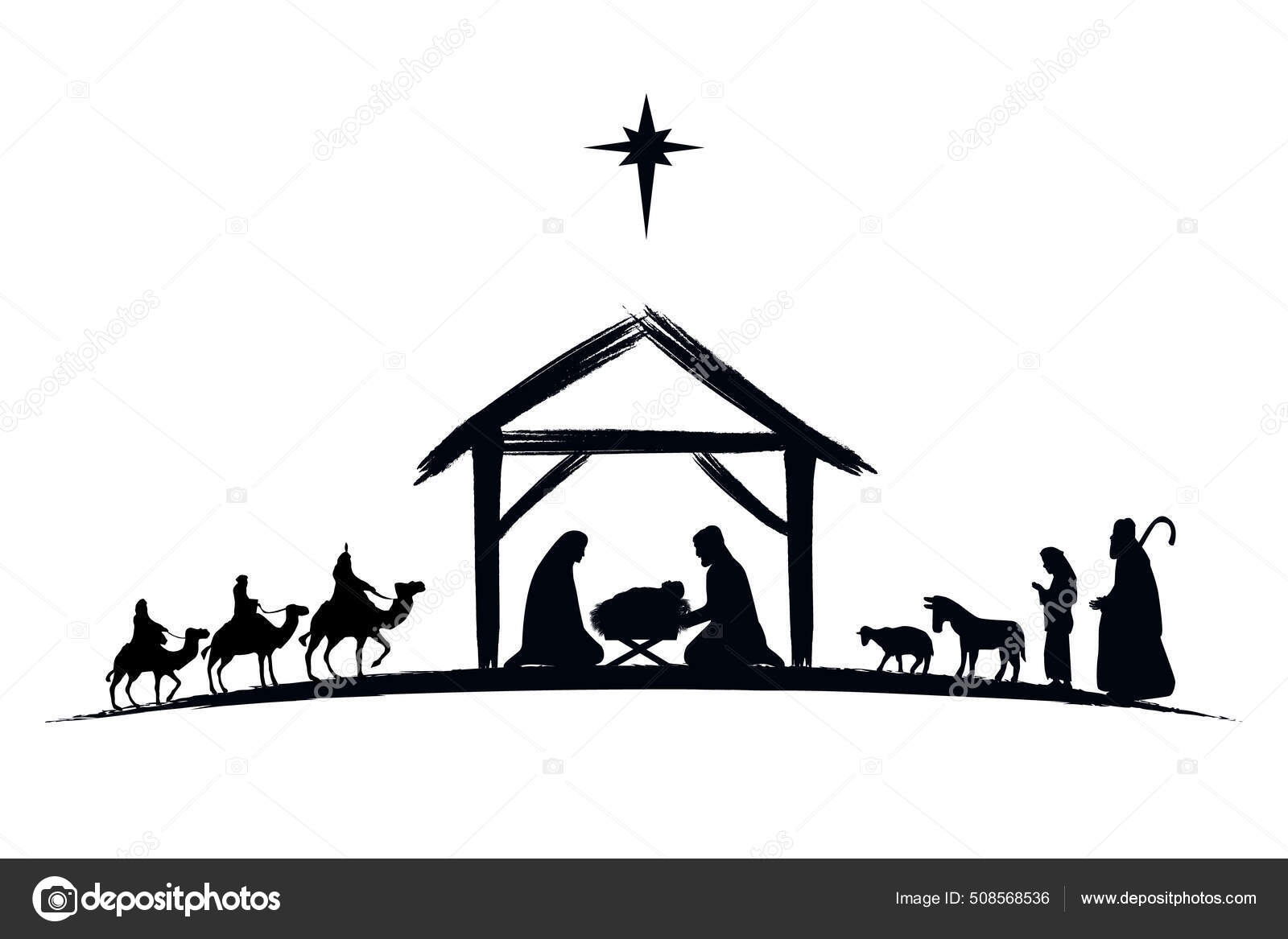 Nativity Scene Silhouette Jesus Manger Shepherd Wise Men Christmas Story Stock Vector By Koltukov Alek 508568536