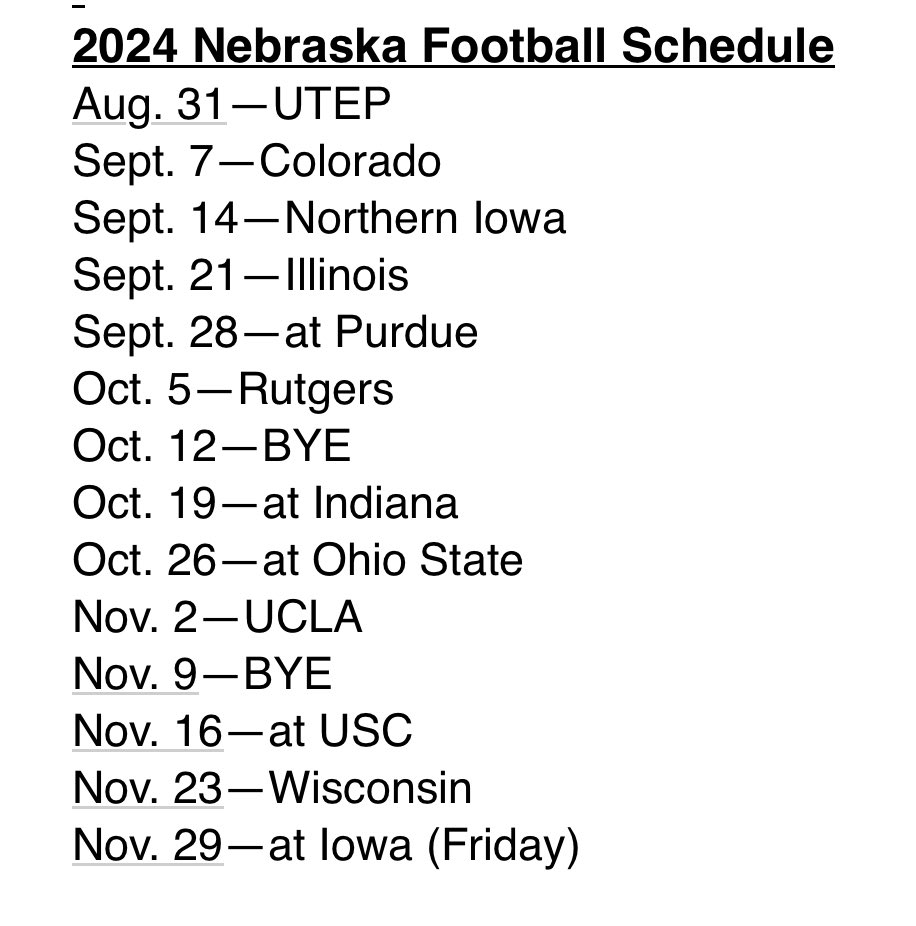 Nebraska Football 2024 7 0 To Face Ohio Is Very Possible Mgoblog