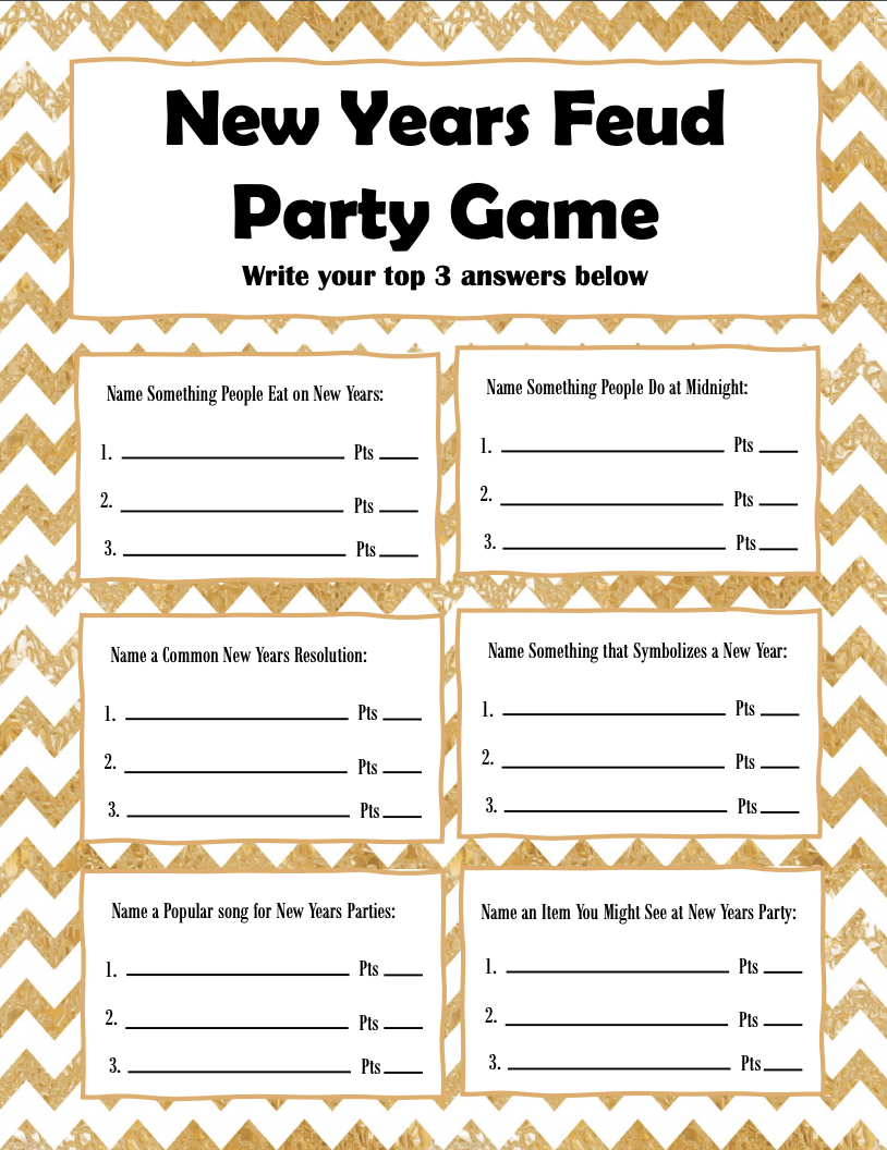 Free Printable New YearS Games