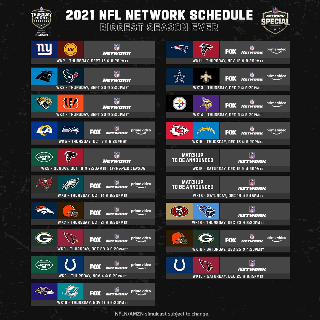 NFL Media On X ICYMI Here Is The 2021 nflnetwork Schedule Which Kicks Off Week 2 W Giants Washington Https t co G1kVj5kSsV X