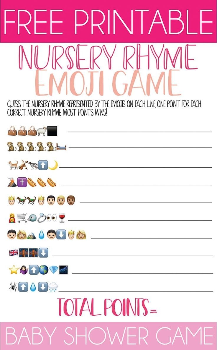 Nursery Rhyme Baby Shower Emoji Game