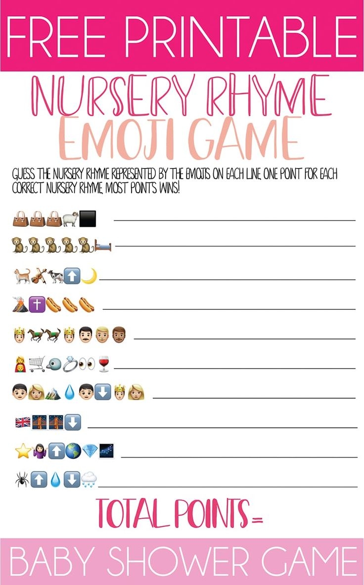Nursery Rhyme Baby Shower Emoji Game
