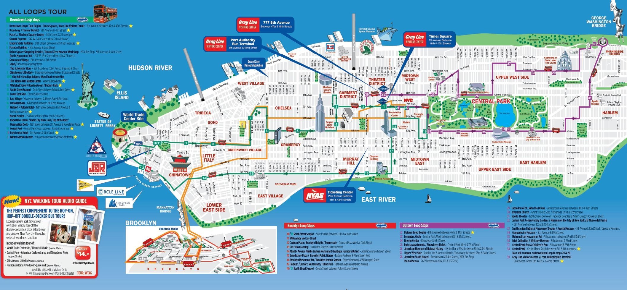 NYC Walking Tourist Map NYC Walking Map Printable New York USA 