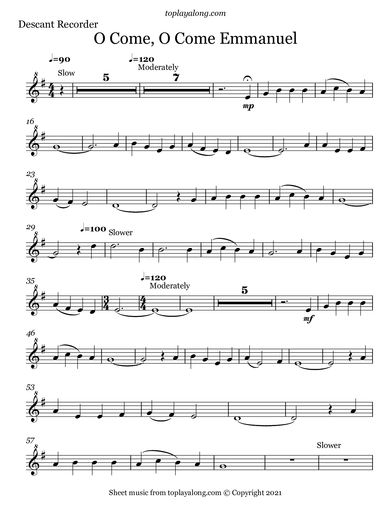 O Come O Come Emmanuel Toplayalong