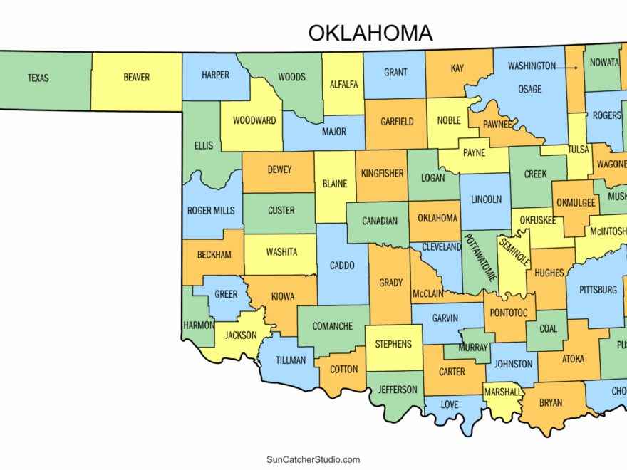 Oklahoma County Map Printable State Map With County Lines Free Printables Monograms Design Tools Patterns DIY Projects