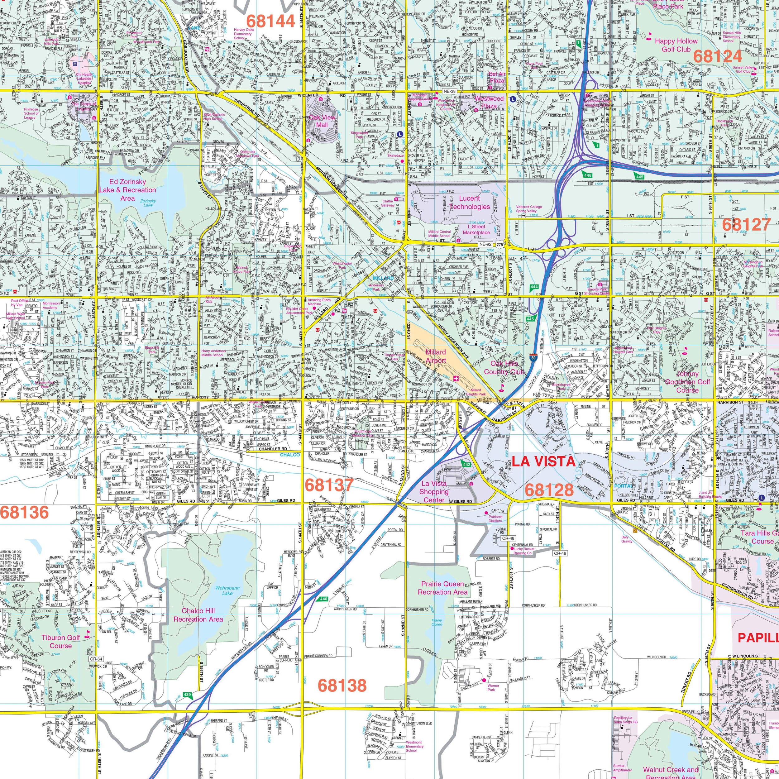 Omaha NE Council Bluffs IA Wall Map By Kappa The Map Shop