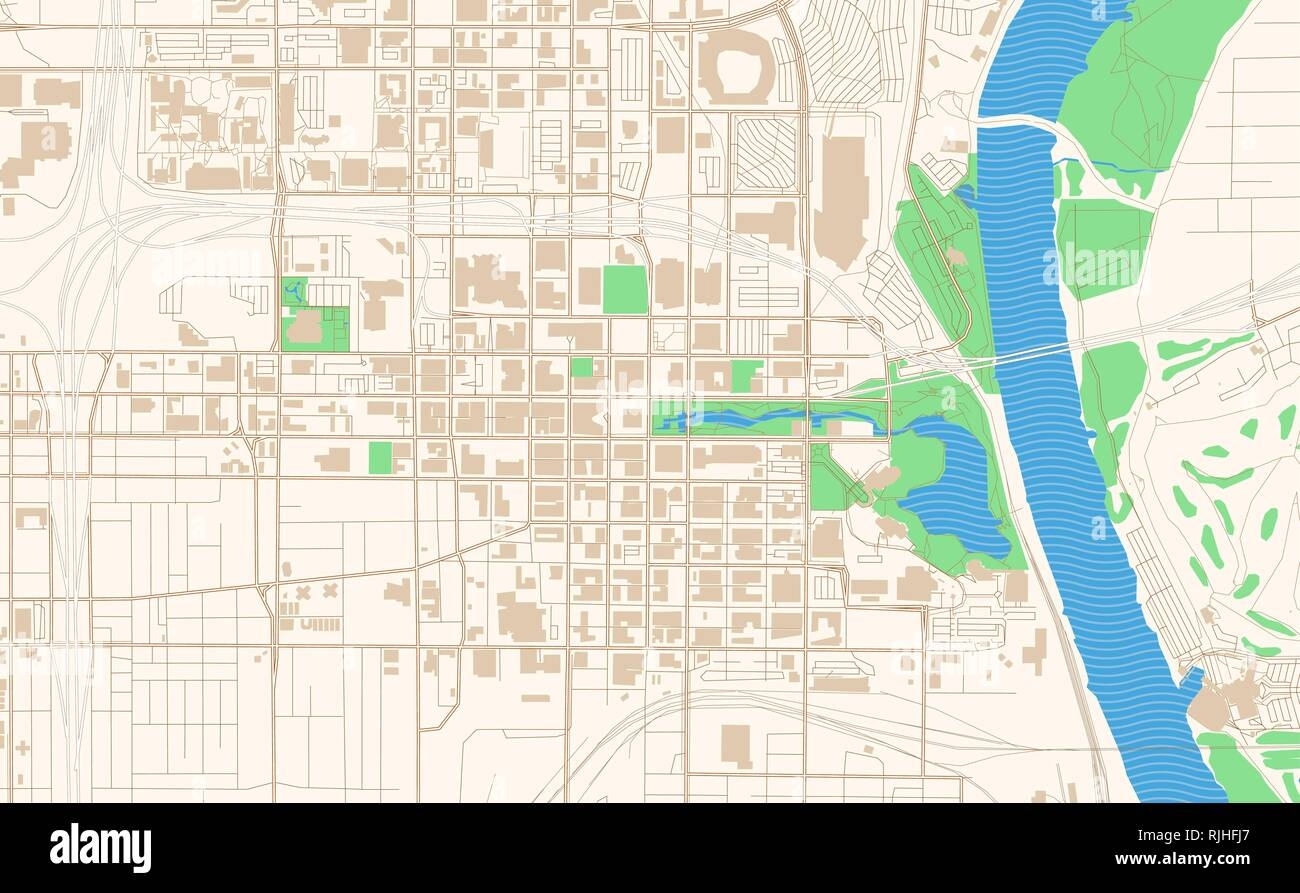 Omaha Nebraska Printable Map Excerpt This Vector Streetmap Of Downtown Omaha Is Made For Infographic And Print Projects Stock Vector Image Art Alamy