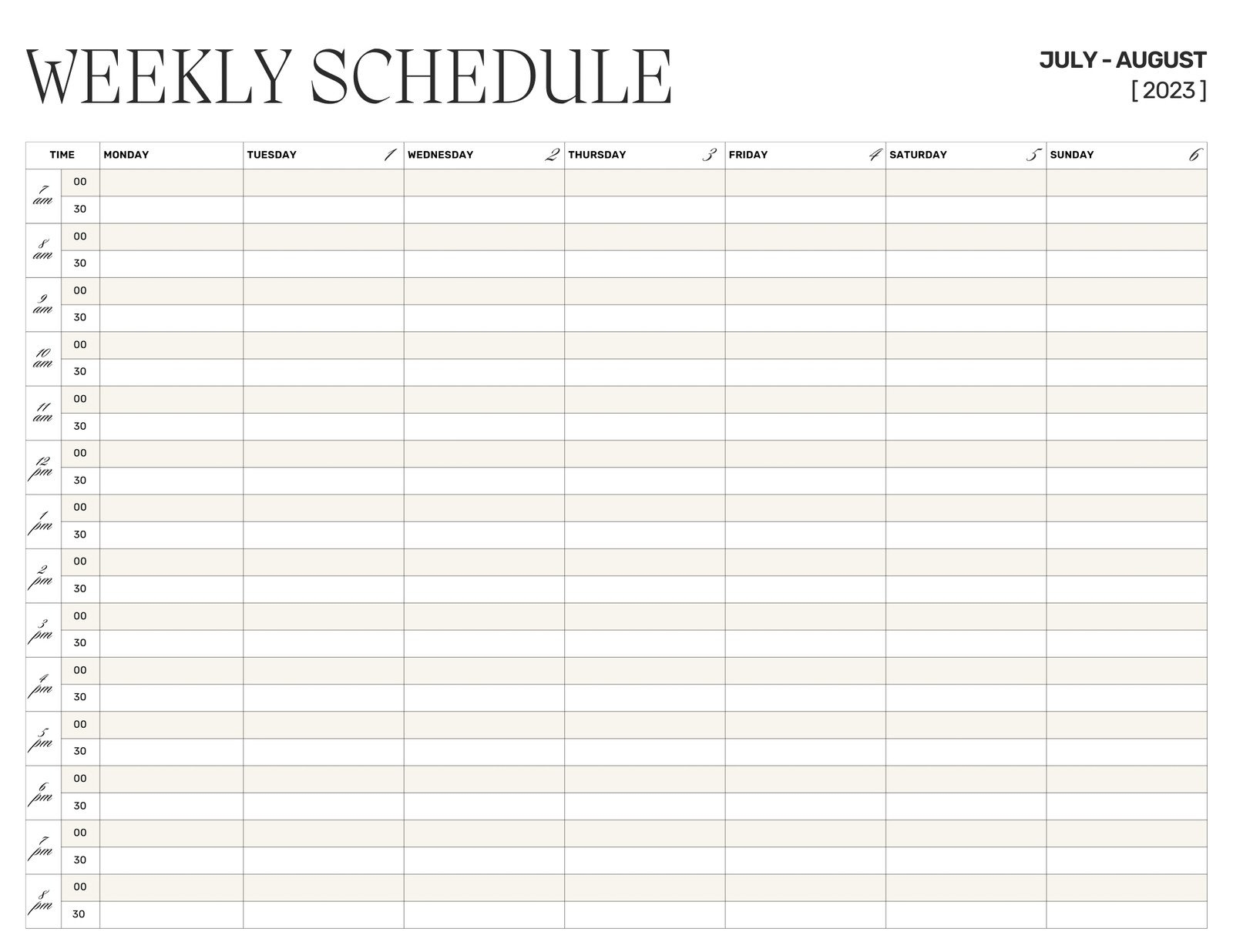 Page 2 Free And Customizable Weekly Schedule Templates Canva