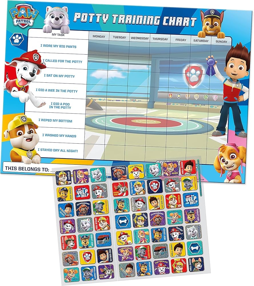 Paper Projects 01 70 30 025 Paw Patrol Reward Board And Sticker For Potty Training And Toilet Training Multi Colour 29 7 Cm X 42 Cm Amazon de Toys