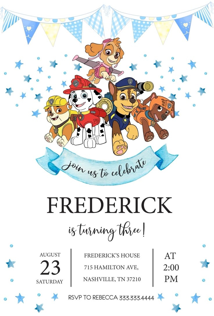 Paw Patrol Customizable Invite Template Instant Download Share Or Print ZF356